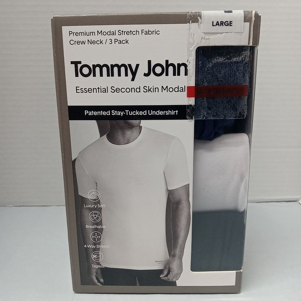 Tommy John Second Skin Crew Neck Undershirt Multicolors Men's Size L Soft 3 Pack